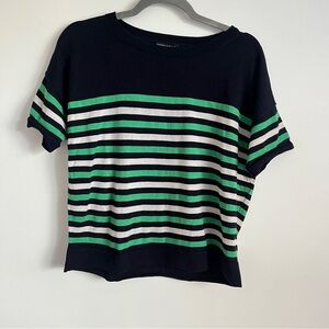 Banana Republic 100% Merino Wool Fine Knit Short Sleeve Striped Sweater Top M